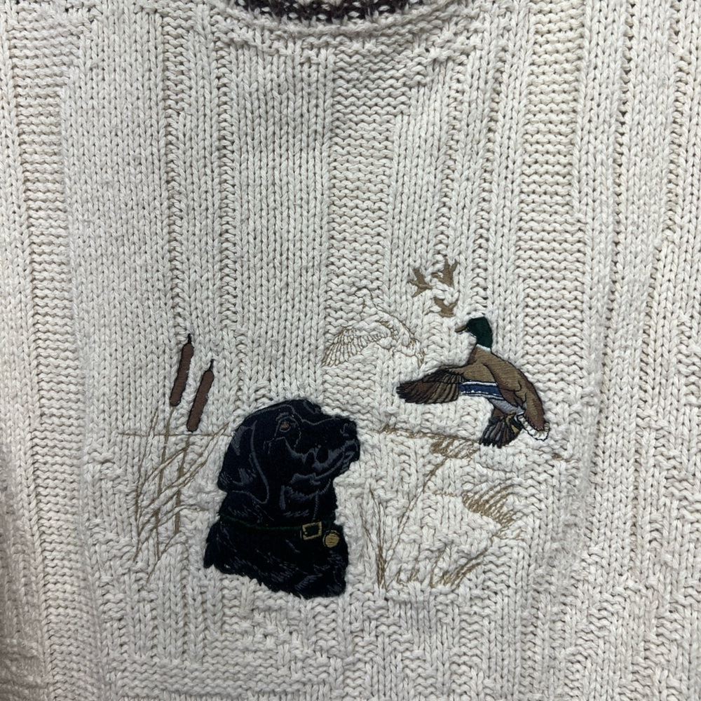 Vintage Shenandoah Sweater Black Lab Mallard Hunting Knit  Crochet  Sz XXLT